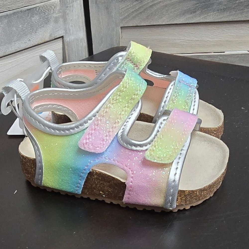 Baby Girls' Rainbow Olive First Walker Sandals | Carter's Just One You | 4
